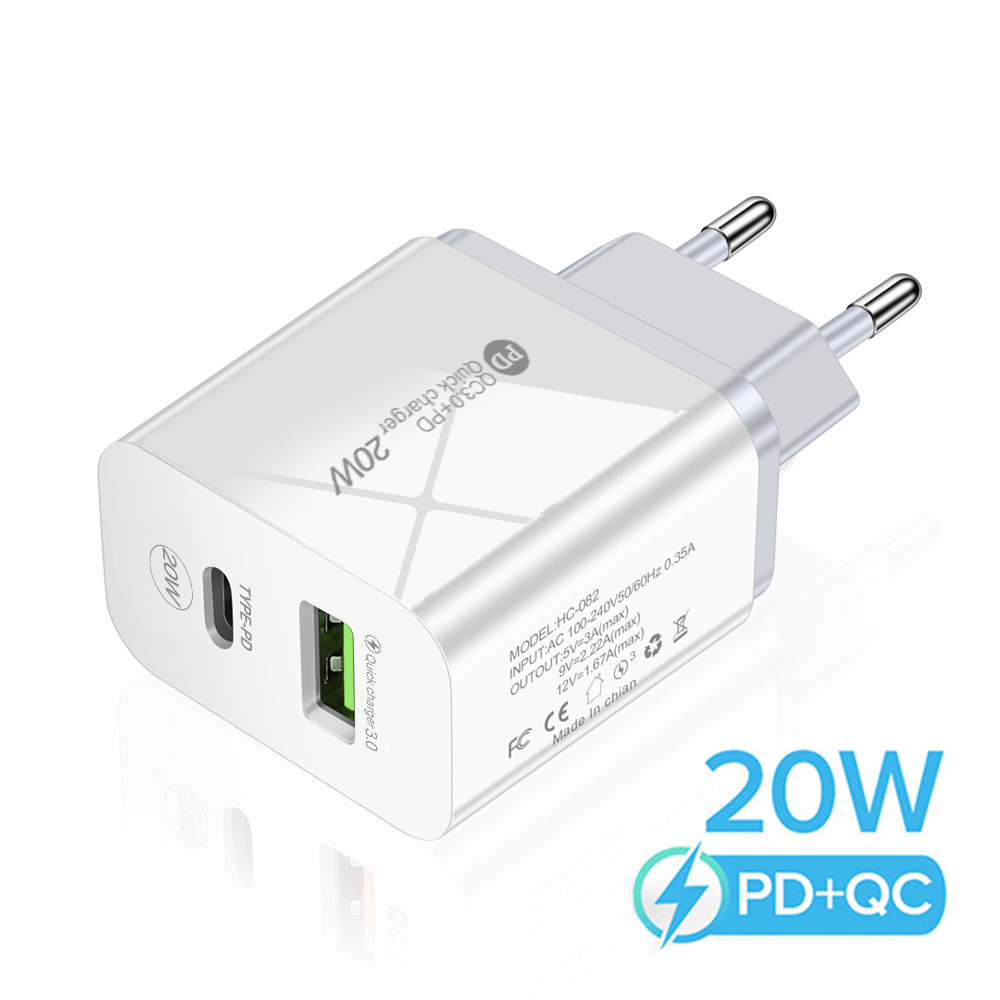 PD 20W USB充電器Quick Charge QC 3.0高速電話壁充電器アダプター用iPhone 13 12 Pro iPad Huawei Xiaomi Samsung