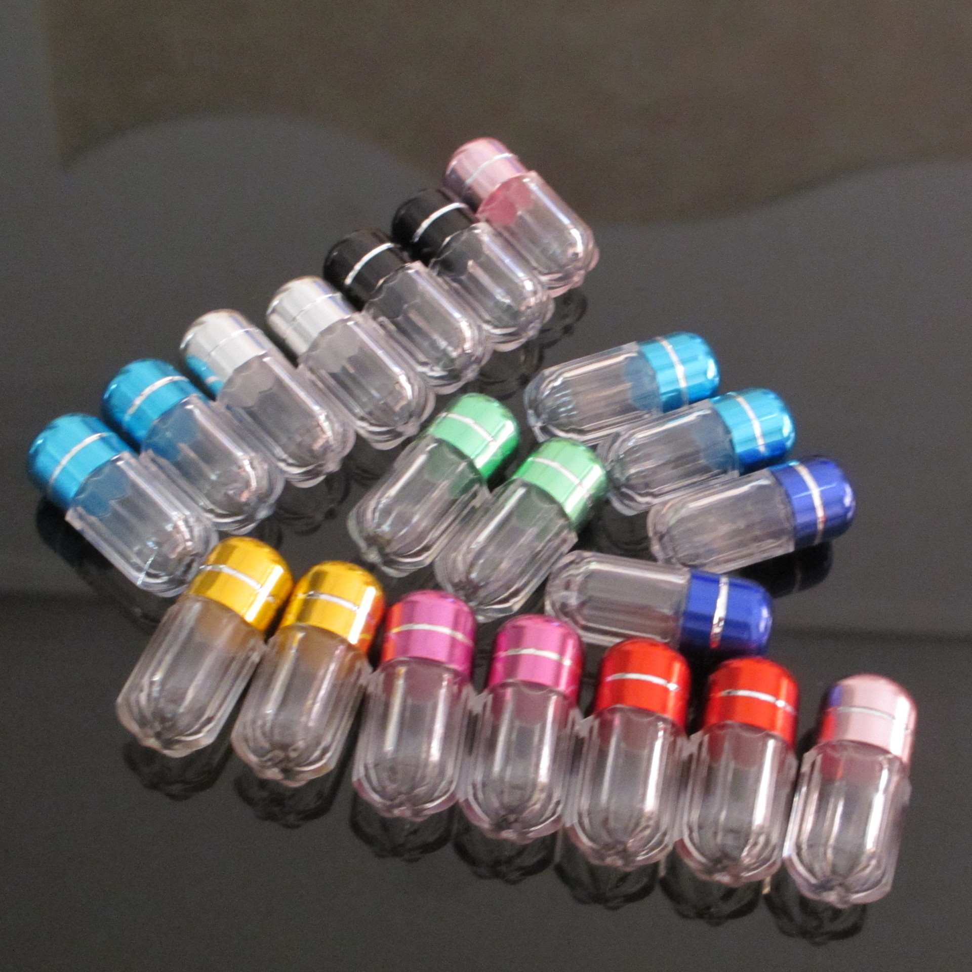 Botella de pastilla transparente vacío La caja de la cápsula de las botellas de plástico con biberones con tornillo de tornillo colorido contenedor de almacenamiento del soporte