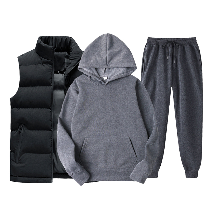 Marke Einfarbig Casual s s Weste Hoodies Hosen 3 Stück Trainingsanzug Trendy Sportswear Männliche Männer Kleidung Set 220811