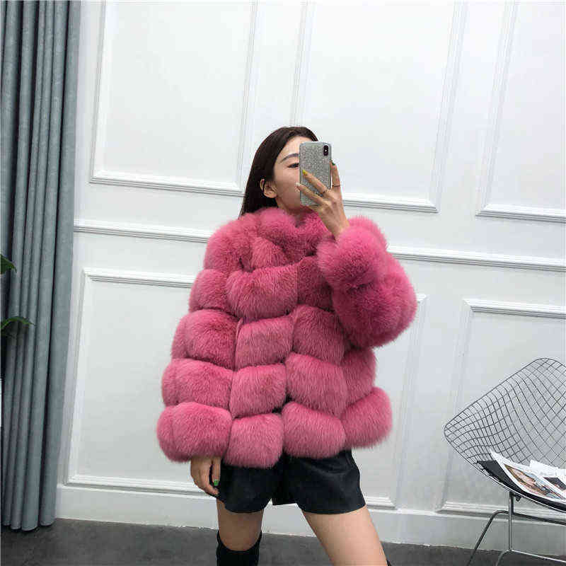 Quente falsa de pele casacos femininos espessos de pele de pêlo mulheres de inverno moda média jaqueta de pele longa rosa mulher t220810