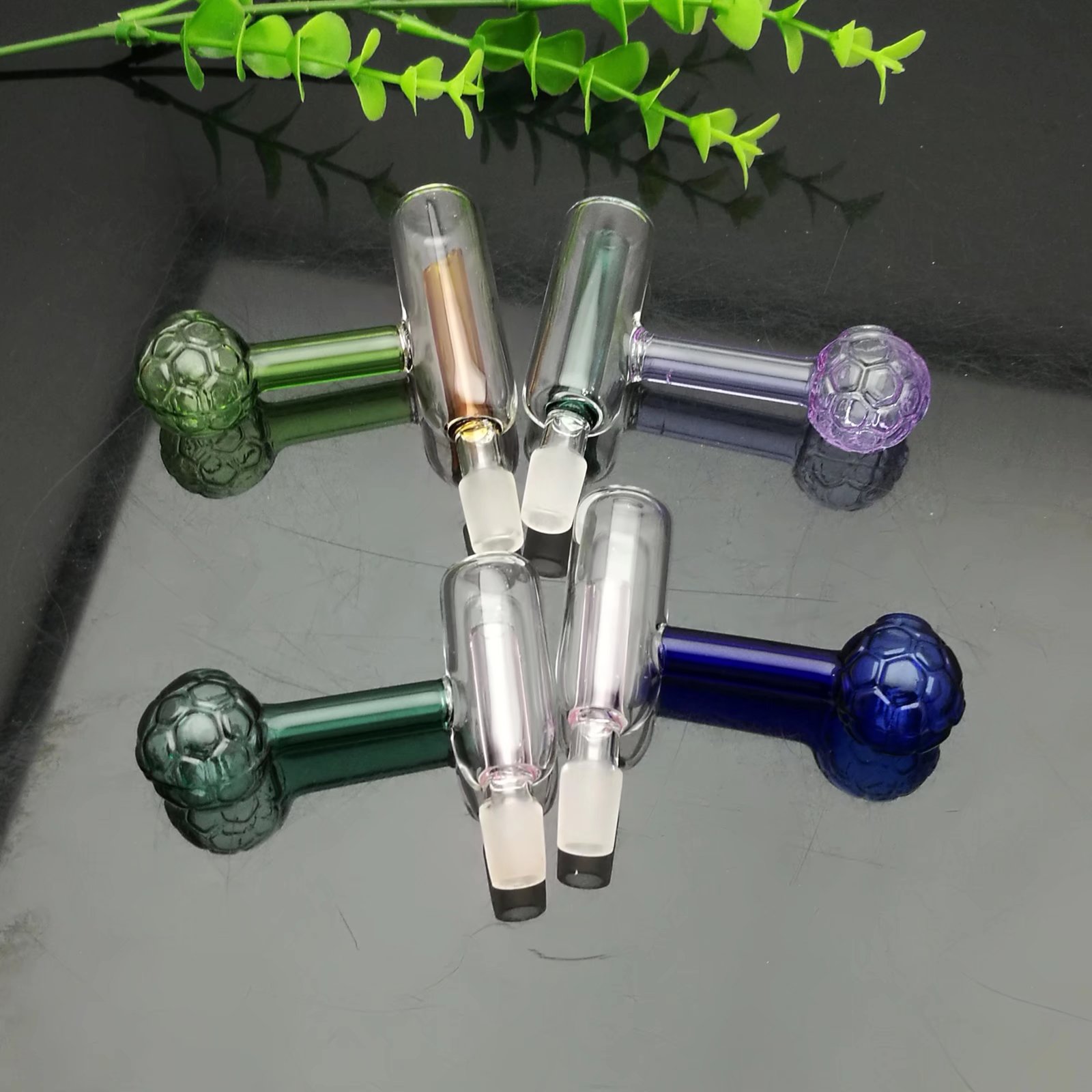 Glass Pipes Smoking Manufacture Hand-blown hookah Color football filter glass boiler pipe accessories 10mm