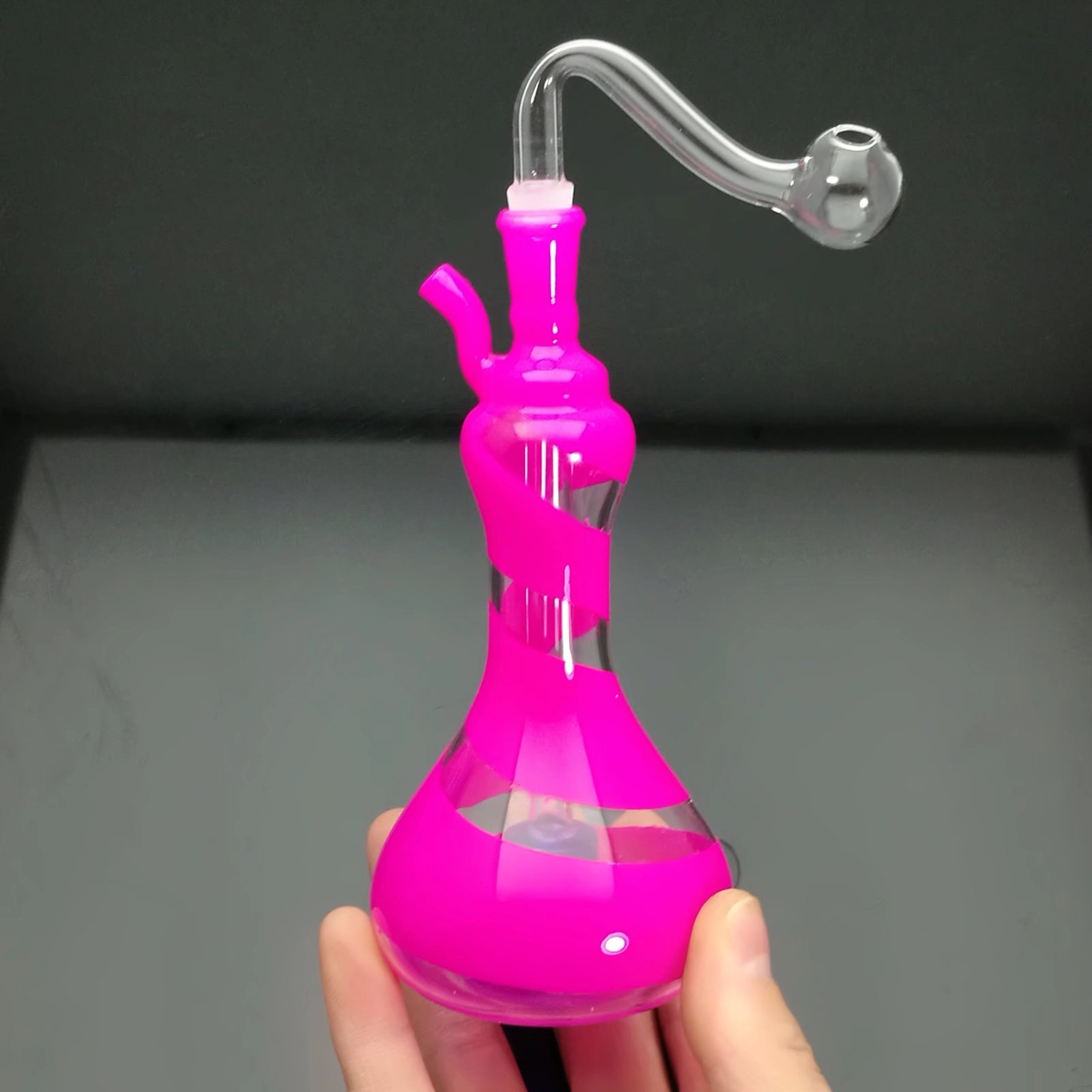 Pipa da fumo in vetro Bong d'acqua Bottiglia d'acqua in vetro con vaso a strisce colorate