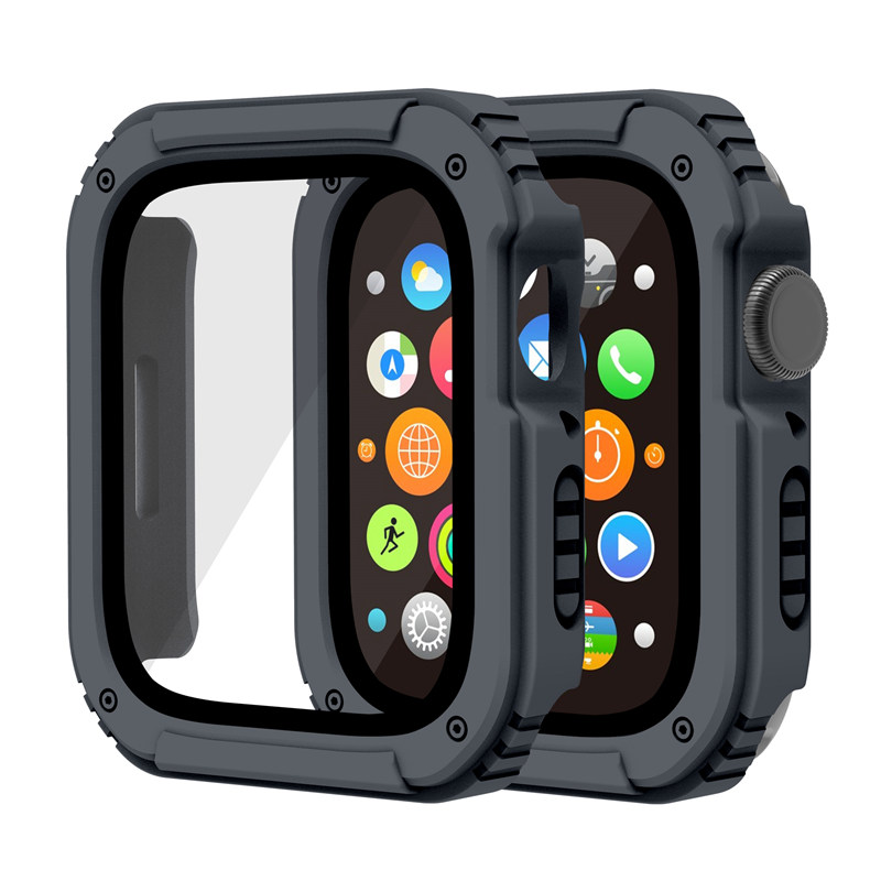 Case de protetor de tela para a s￩rie Apple Watch Series 7 6 5 4 SE ARMOR FULLATE Protect Cover Frame