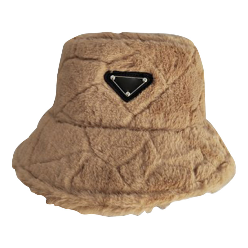 デザイナーバケットハットファッションファーリードームキャップ冬の温かい帽子幾何学的なプリントユニセックスキャップ4色オプション313g