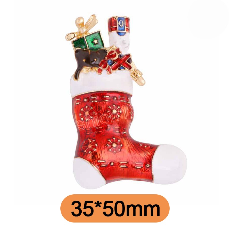 Creative Christmas Brosch Pin Clip Santa Claus Boot Snowman Suit Rhinestone nyårsjum smycken presentdekoration