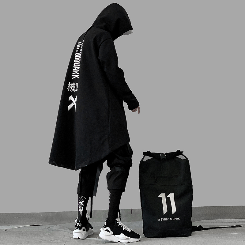 Emo Men 일본 하라주쿠 Alt 운동복 특대 까마귀 긴 망토 힙합 고딕 Outwear Streetwear Techwear 코트 탑 의류 220811