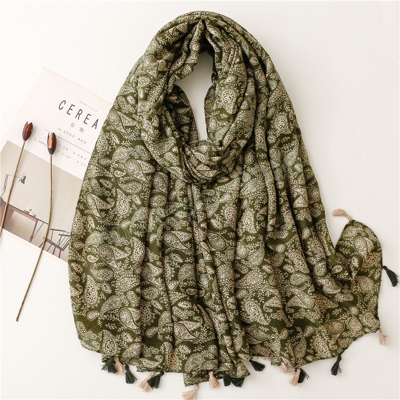 Femmes Automne Mode Gland Châle Marque De Luxe Noix De Cajou Floral Viscose Écharpe De Haute Qualité Pashminas Wrap Musulman Snood 180x90Cm