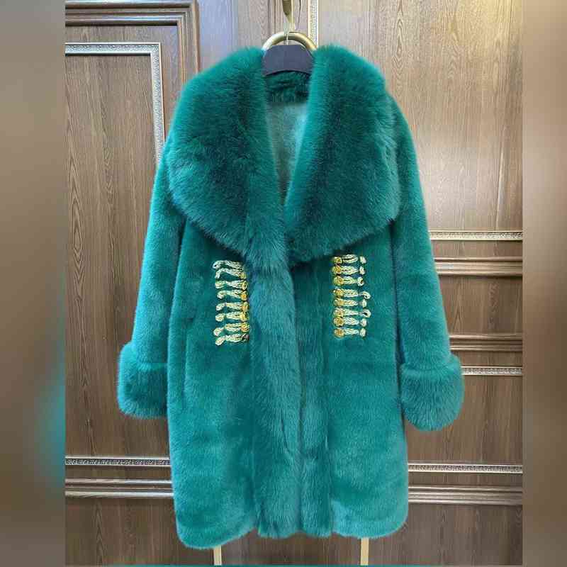 European Fashion High Street Long Sleeve Double Face Wool Leather Fur Coat Women's 2022 Winter Elegant Warm Casual Trend Jacket T220810