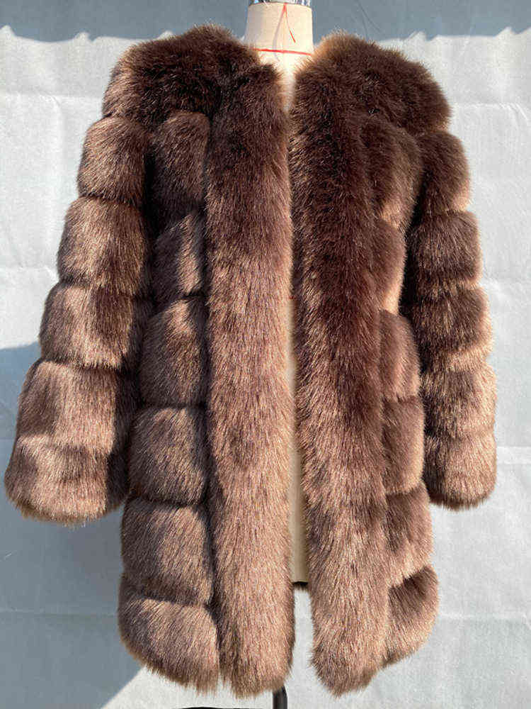 Zadorin Winter New Long Furry Faux Fur Coat Jackets 여성 두꺼운 따뜻한 보풀 모피 재킷 인과 파티 외투 스트리트웨어 T220810