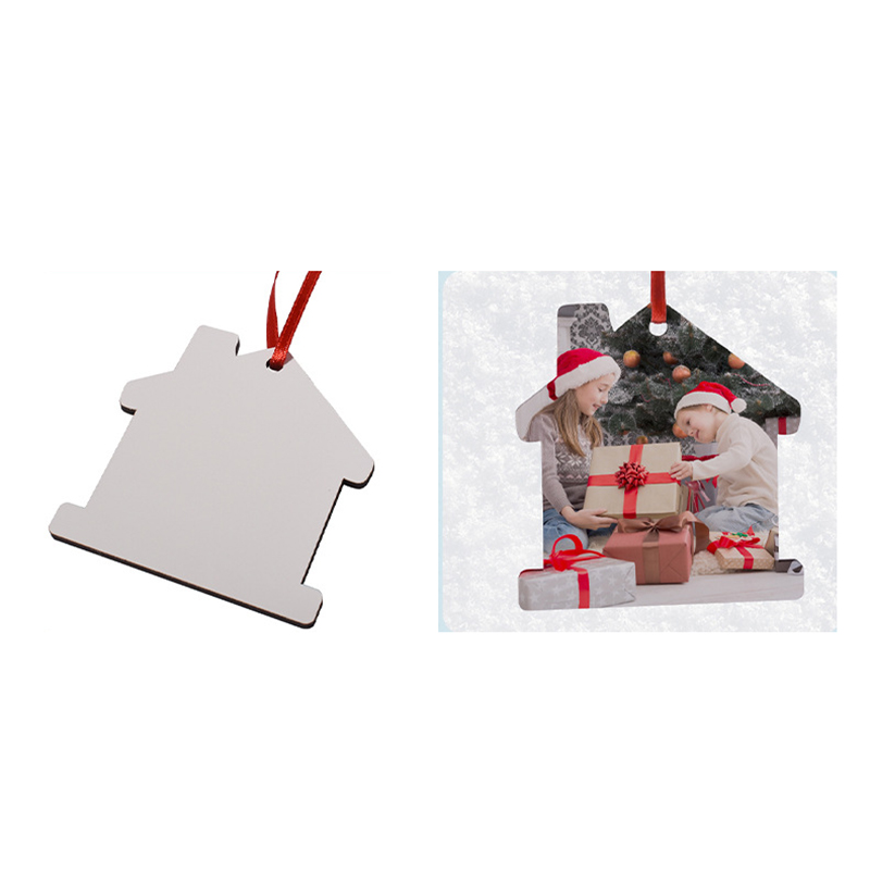 Sublimation Blank House Christmas Decoration DIY Double Sided Heat Transfer MDF Wooden Pendant Xmas Gift Ornament