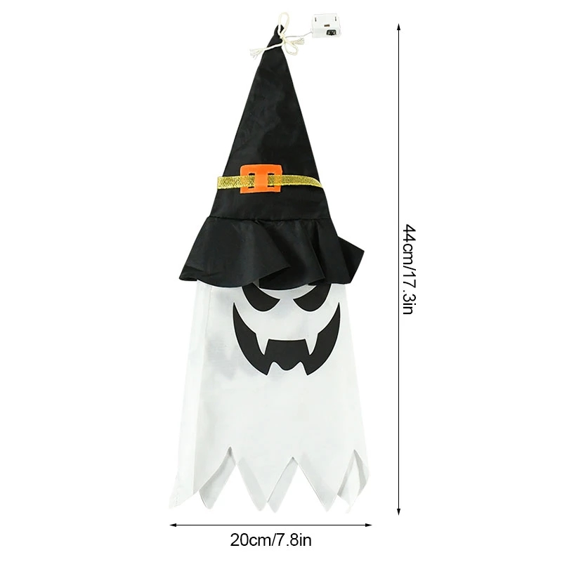 Halloween Decoration LED Flashing Light Gypsophila Ghost Festival Dress Up Glowing Wizard Ghost Hat Lamp Decor Hanging Lantern C0811G03