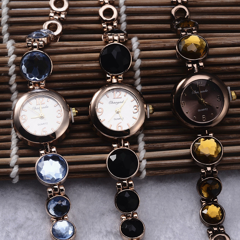 Nouveau cadran rond Quartz femmes montres Major Vintage mode jaune pierre Bracelet montre-Bracelet horloge Reloj livraison directe