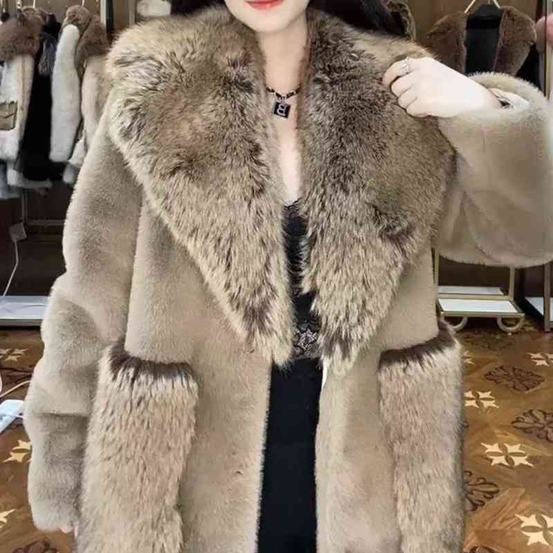 European Long Sleeve Fur Coat Women Toka Double Face Wool Leather Warm Mid-Length Light Luxury Elegant Jacket 2022 New Winter T220810