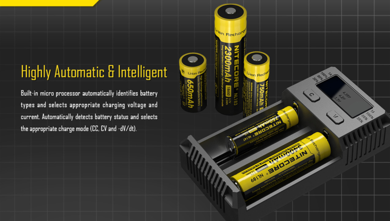Nitecore I2 Universal Intelligent Charger Charger voor AA AAA LG HG2 18650 14500 16340 26650 Batterij Multi -functie Lader US UK EU -plug
