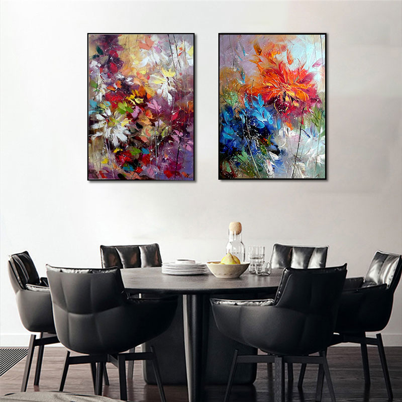 Nordic Flora Oil Painting Abstract Watercolour Flowers Posters and Prints Wall Art Mural Picture for Living Room Decoration