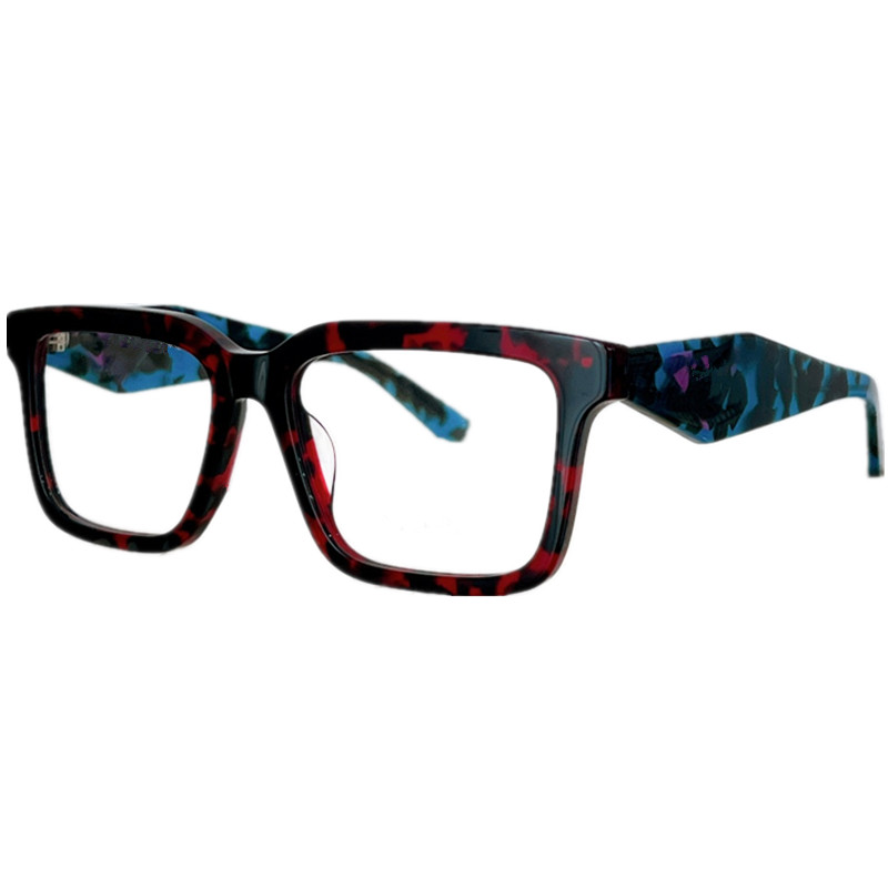 Neueste Unisex-Brille mit quadratischem Plankenrahmen, Patchwork, türkisfarbenes Bein, 10yf, Spr. 5218140, individuelles Design, Vollrand für Korrektion, Su8385947