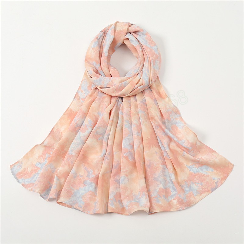 Hijab instantáneo de gasa con burbujas florales abstractas para mujer, chales y chales degradados de otoño, pashmina musulmana de 180x70cm