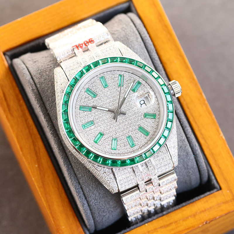 Diamond Watch Mens Automatische mechanische Uhren 41 mm Silbergurt Edelstahl für Männer wasserdichte Armbanduhr Montre de Luxe Business Armbanduhr
