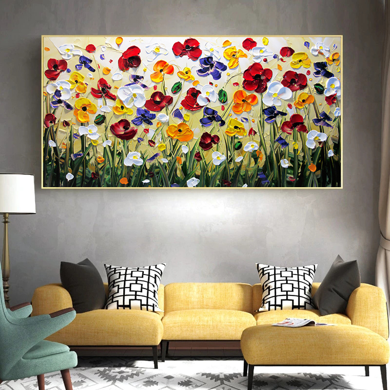 Abstract muurkunst Canvas schilderen kleurrijke oliebloemposters en prints muur decoratieve foto cuadros voor hotel thuisdecoratie