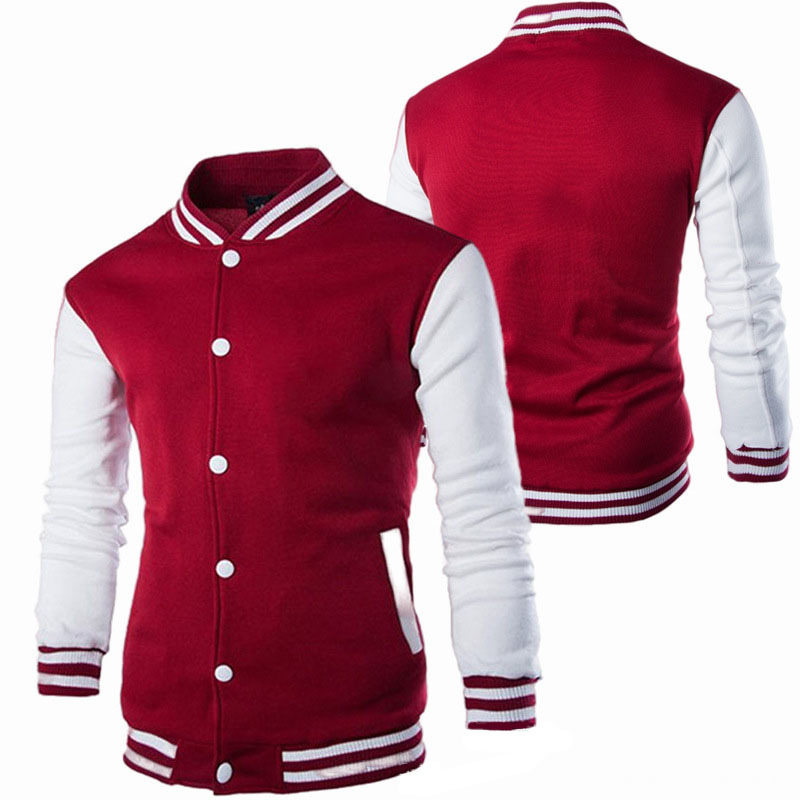 Hoodies Boy Baseball Fashion Design Wine Red s Slim Fit College Varsity Jacket Men Harajuku Sweatshirt 220811