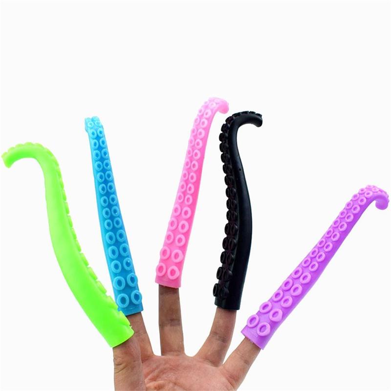 Nieuwe nieuwe plastic vingerpopverhaal mini octopus tentakels speelgoed siliconen kleine vingerspeelgoed voor kinderen kinderen