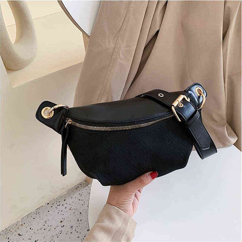 HBP Waist Bags Solid Colour Frosting Pu Leather for Women Sewing Thread Fanny Pack Female Ladies Chain Shoulder Chest Bag 220810