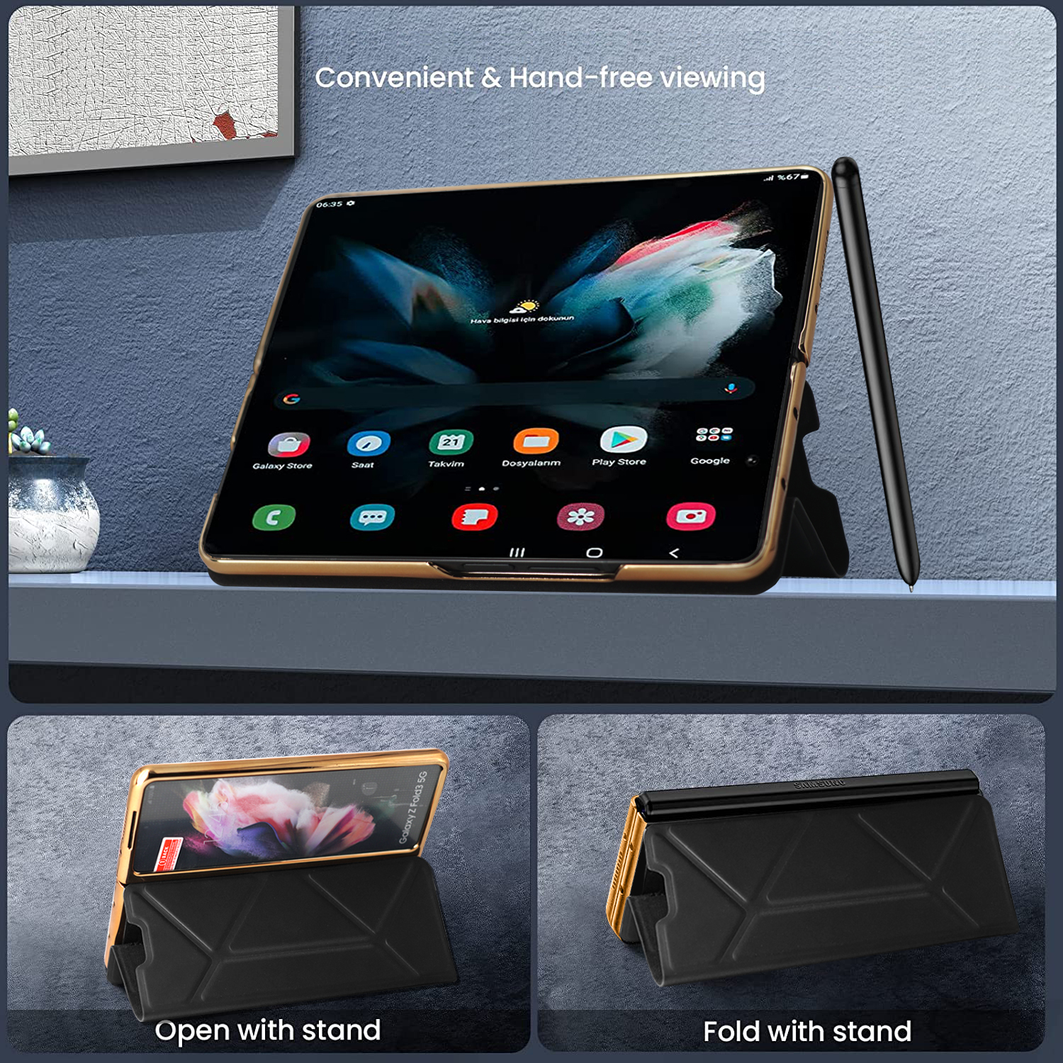 Magnetic Closure Cases For Samsung Galaxy Z Fold 4 Fold 3 Fold 5 Case Pen Slot Wallet Leather Cover