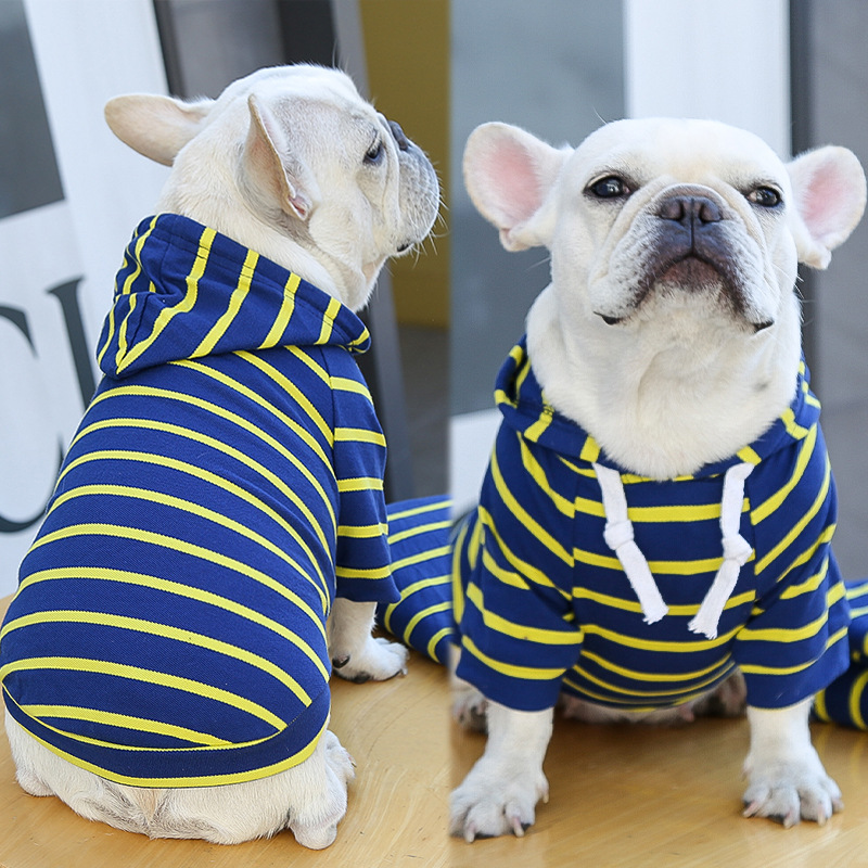 Dog Apparel Pet Dogs Cat Hoodie Striped Clothes Supplies Spring Summer and Autumn New Teddy Bichon Falcon Clothes