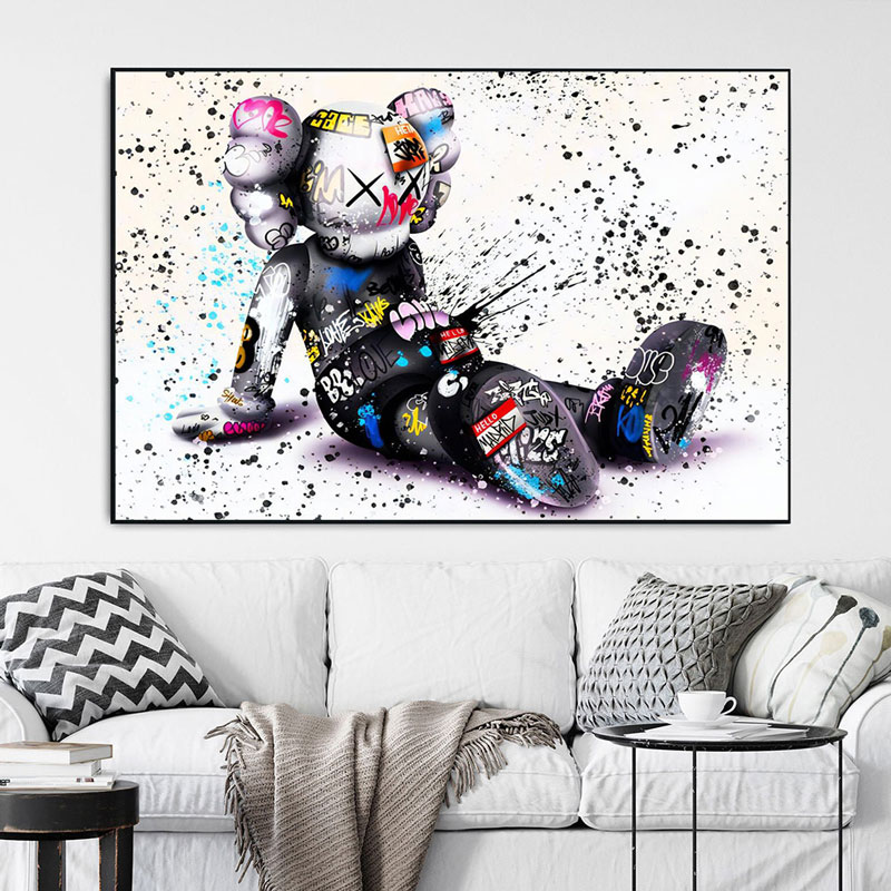 Graffiti Cute Doll Canvas Dekoracyjne malarstwo ścienne Wall Art Pictures Cartoon Mural Plakat dla dzieci Dekoracja salonu 3163374