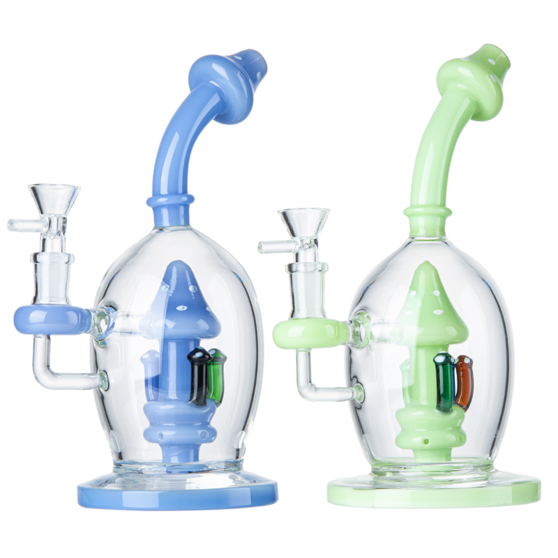Ball Style Unique Hookahs Mushroom Glass Bong Showerhead Perc Percolator Oil Dab Rigs Water Pipes 14mm Female joint Bongs With Bowl