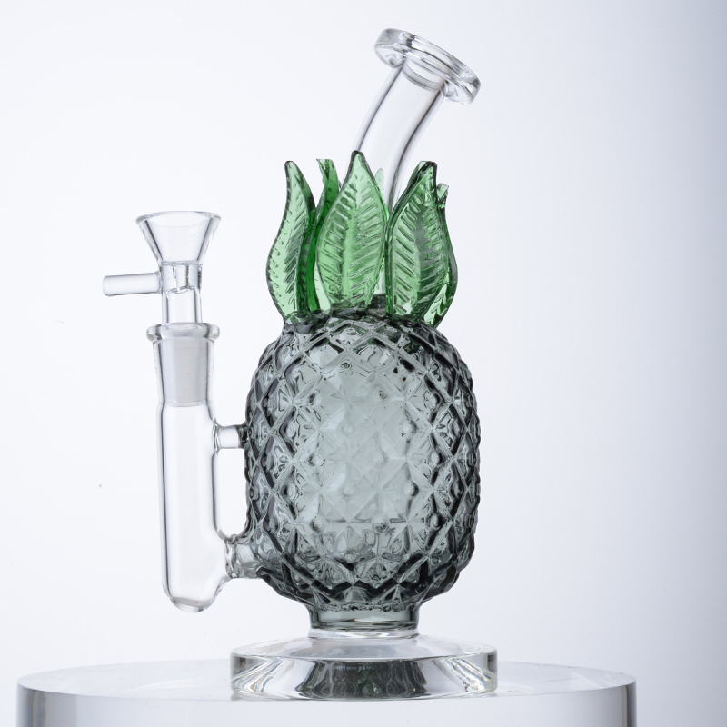 Stile ananas Giallo Verde Rosa Narghilè Nero Grigio Bong in vetro Unico Tubi da fumo da 7 pollici Bong Bubbler Mini Dab Oil Rigs Percolatori Perc con ciotola WP2194