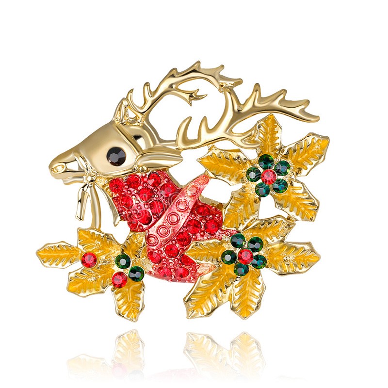 Creative Christmas Brosch Pin Buckle Clip Utsquisite Crystal Rhinestone Wreath Bell Women Party Festival Kläder smycken gåva