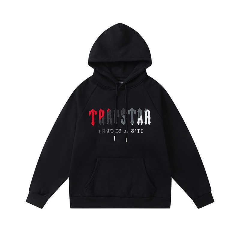 남성용 후드 Trapstar 여성용 스포츠웨어 캐쥬얼 조깅 자수장식 후드 바지 2 개