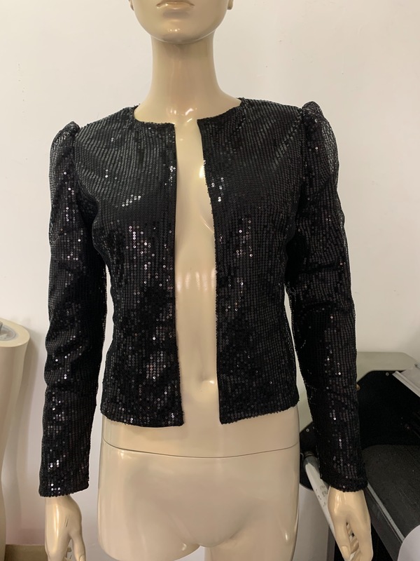 Vestes pour femmes à manches longues ouvertes avant femmes décontractées veste féminine paillettes perles boutons manteau ocou vêtements dames 220811