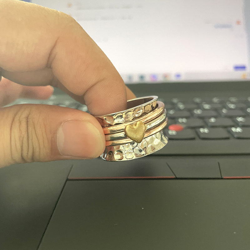 Vintage anti stress spinner hartring voor vrouwen fidget angst reliëf ring band vrouwelijke massieve sieraden geschenken dropshipping