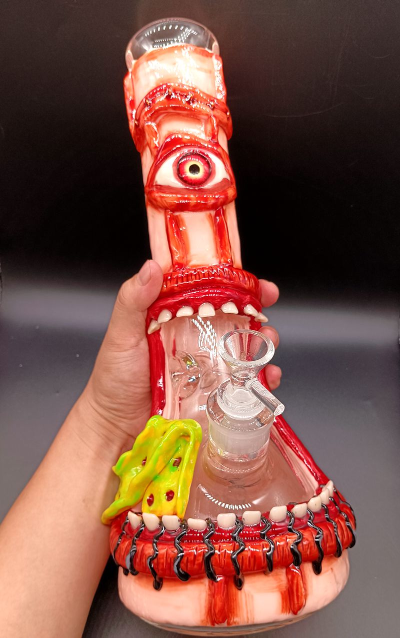 Cool un unico design unico da 10 pollici alti borghesi in vetro di bong di bong con pattern pating da 18 mm tubi di fumo femminile