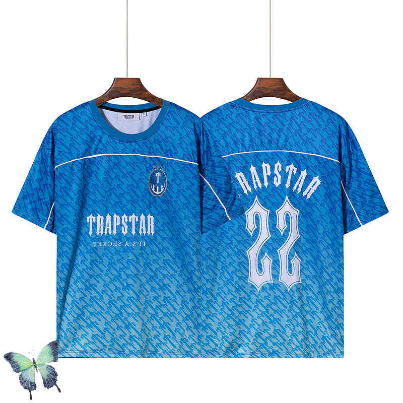 Trapstar Shirt Voetbalshirt Blauw Nr. 22 Heren Sportkleding T-shirt W220811 Casual Mode 271