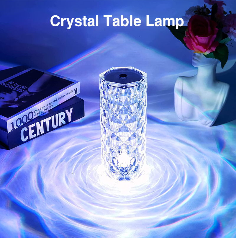 newest LED Candle Holders Crystal Table Lamp Rose Light Projector 3/Touch Adjustable Romantic Diamond Atmosphere Light USB