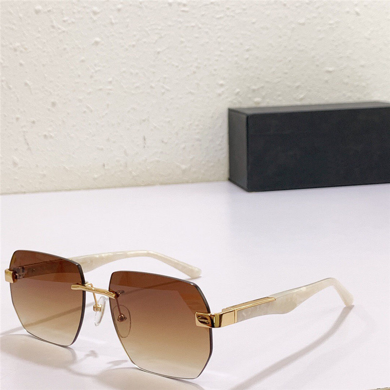 Nieuwe modeontwerp zonnebril AM-Z55 Randloos frame onregelmatige vierkante lens royale en veelzijdige stijl buiten UV400 Beschermingsglazen