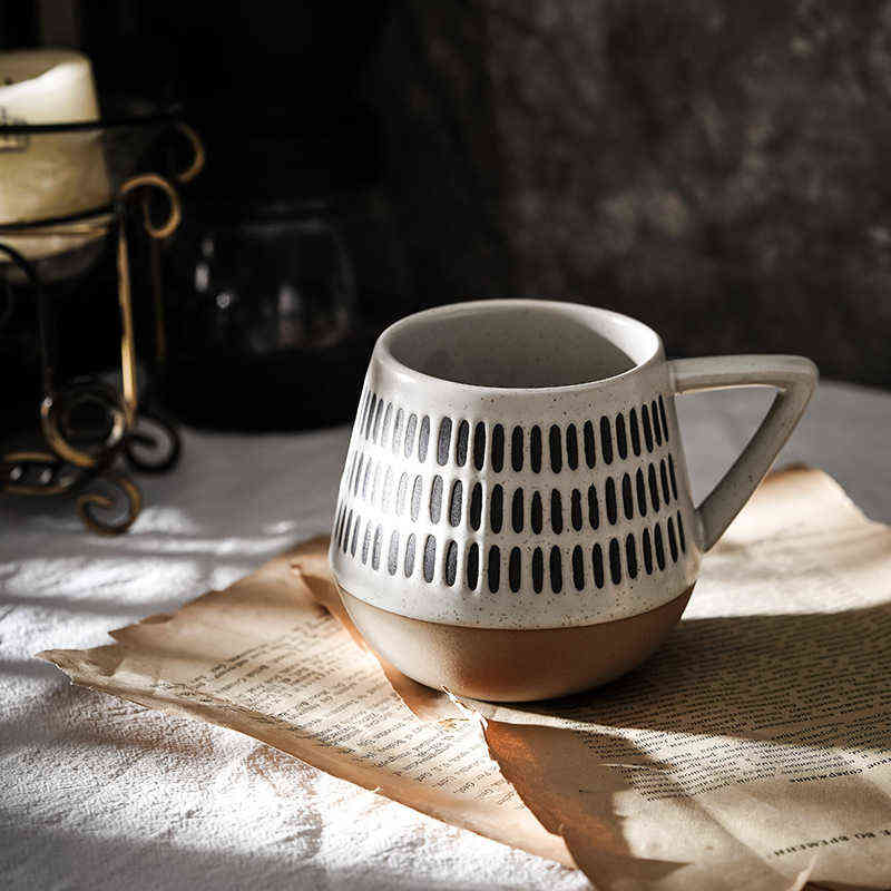 Keramisk mugg kreativ handmålad retro handgjorda kaffekoppar stor kapacitet mjölk te cup unika dryckware frukost muggar gåva t220810
