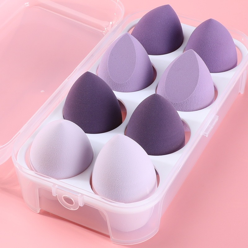 Cosmetic Puff Set with Transparent Storage Box Makeup Sponge in Different Size for Foundation Eyeshadow Blending