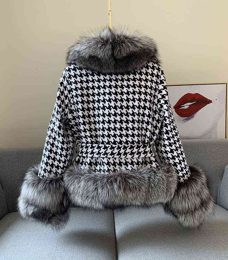 Patchwork Rabbit Fur Coat Multi couleurs Real Natural Rabbit Veste de fourrure FP448 pour les femmes Coat de fourrure de marque de mode T220810