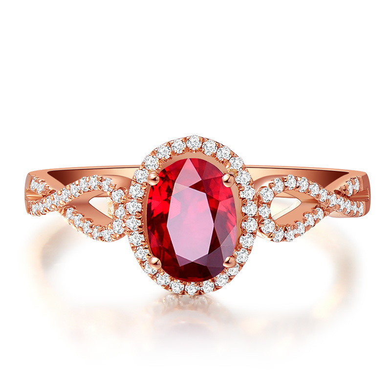 Femmes de style européen et américain cristal rouge or rose diamant bague réglable petite amie cadeau d'anniversaire bijoux de fête de mariage