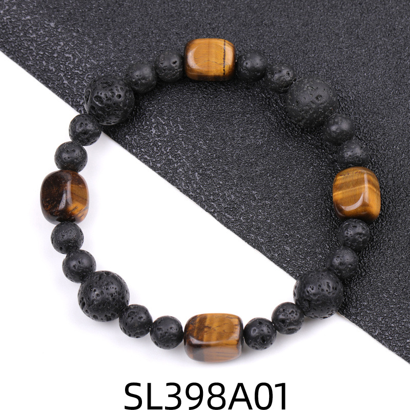 Reik – Bracelet en pierre de cristal naturel de guérison, roche irrégulière, gravier, améthyste, Aventurine, œil de tigre, lave