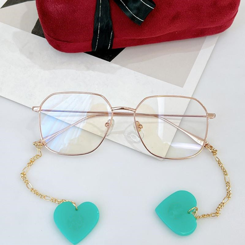 LUX lightweight multi-shaped glasses frame fashion heart pedant chain decoration eyeglasses for women 54-16-145metal for prescription myopia goggles case1 032