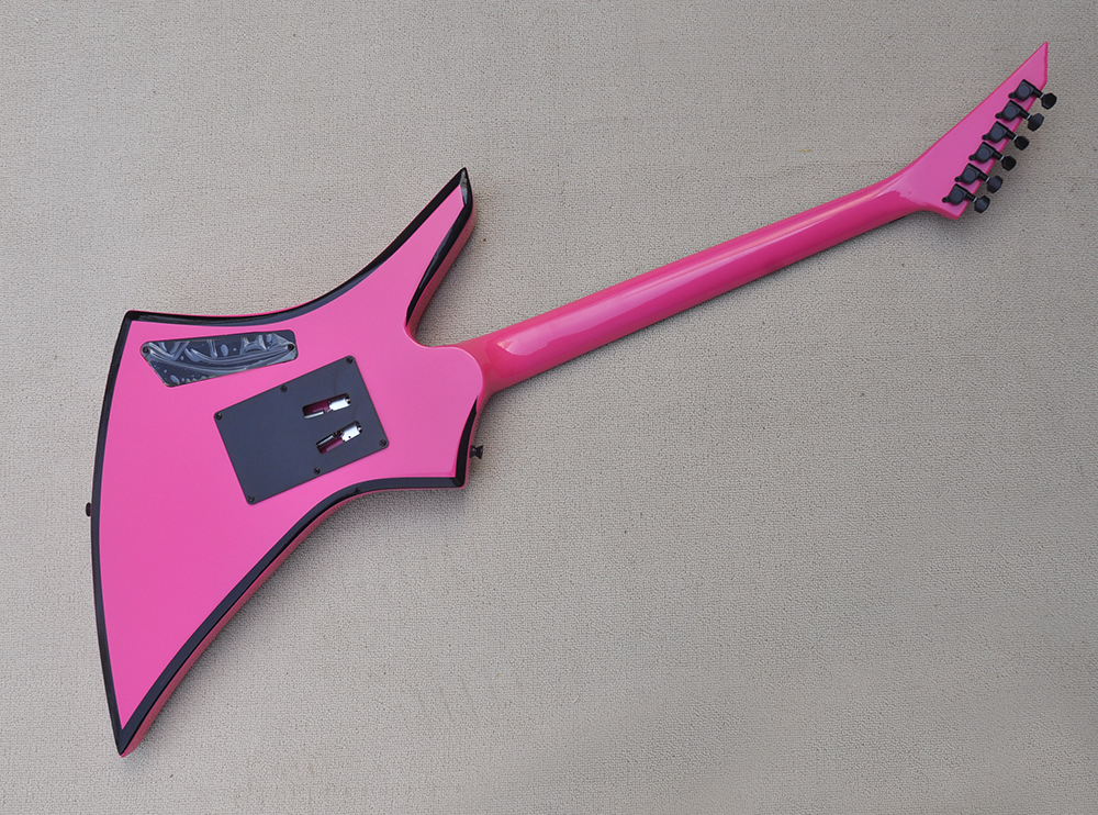 Guitarra elétrica de 6 cordas rosa com humbuckers pickus floyd rose rosewower brandboard