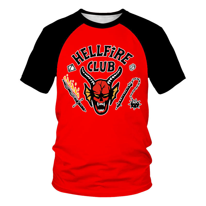 Hellfire Club T-Shirt Uzun Kollu Gömlek Stranger Things Dustin Mike Wheeler Cosplay Cehennem Ateş Kulübü Uzun Kollu Üniforma Top 220818