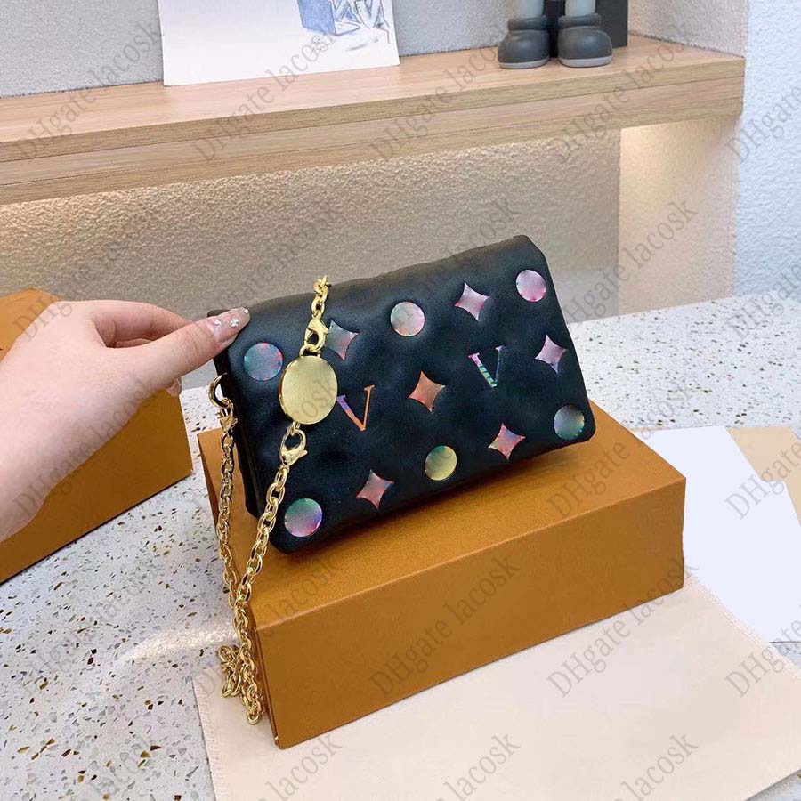 Bolsas de cosméticos estilistas com estilista multicolor feminino Bolsas de ombro de alta qualidade Mini Crossbody Bag Handbag de couro genuíno297M