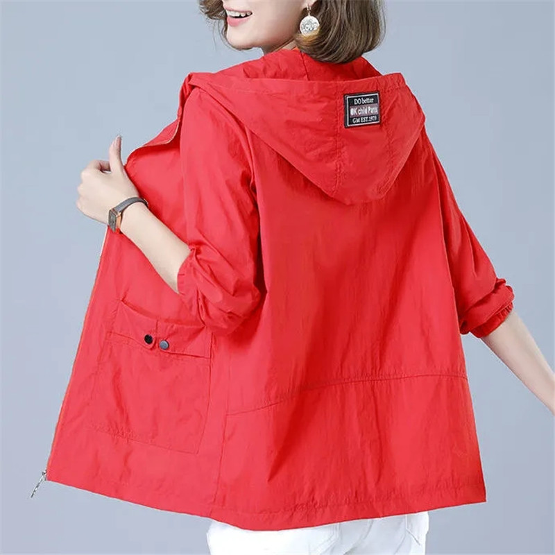 Women s Jacket Summer Thin Coat Casual Windbreaker Female Sun Protection Basic Zipper Tops 5XL 220818