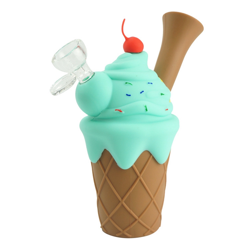 Cute Ice Cream Style Smoking Pipes 26mmOD Silicone Oil Burner Pipe Dry Herbal Hand Dab Tools Tobacco Accessories For Glass Bongs DHL Free